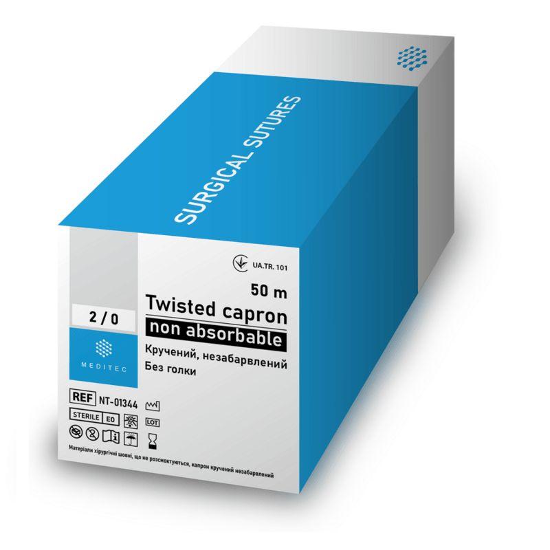 Капрон, USP1(4), кручений, незабарвлений, 1,5 м, без голки, NTS-01383